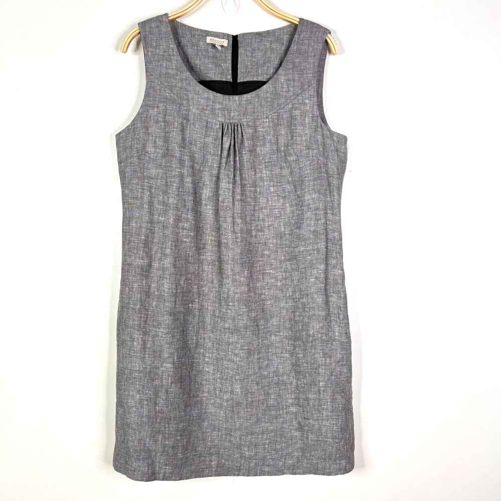 Madison Linen Lined Gray Shift‎ Dress Size 14